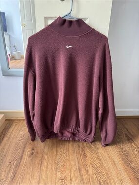 Nike Burgundy Mock Neck Fleece with White Swoosh